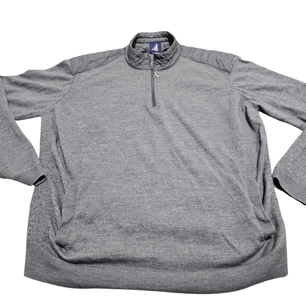Johnnie O Sweater Mens XL X-Large Gray Merino Wool Blend 1/4 Zip Mock Pullover